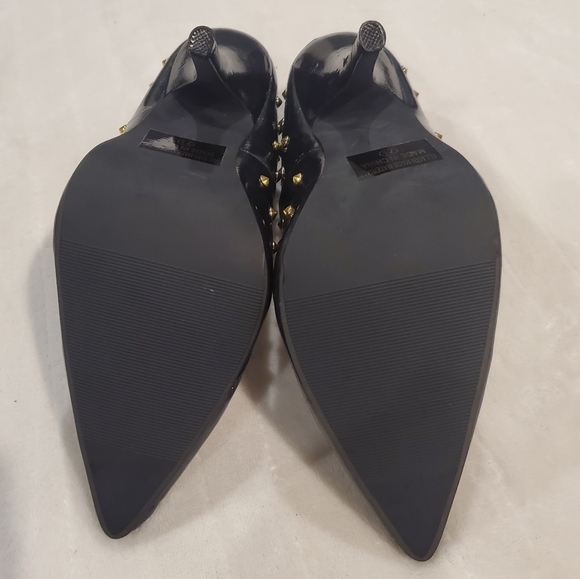 Fahrenheit Women's Gold Studded Pumps Dark Blue Size 7.5 - Picture 6 of 10